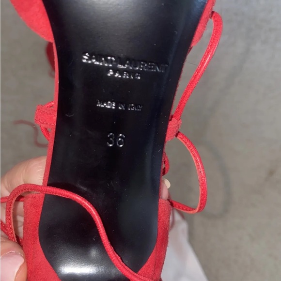Saint Laurent sandals high heels red suede size 36 - Picture 6 of 10